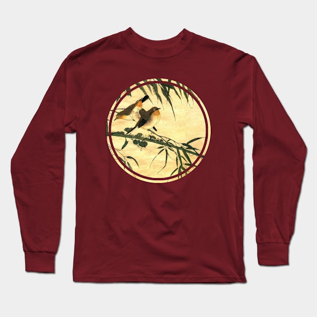 Old Japanese painting birds Long Sleeve T-Shirt by Bearpear